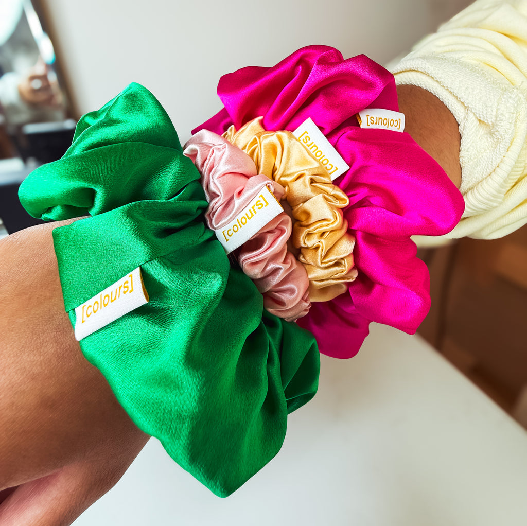Mulberry Silk Scrunchie (Large) — Emerald